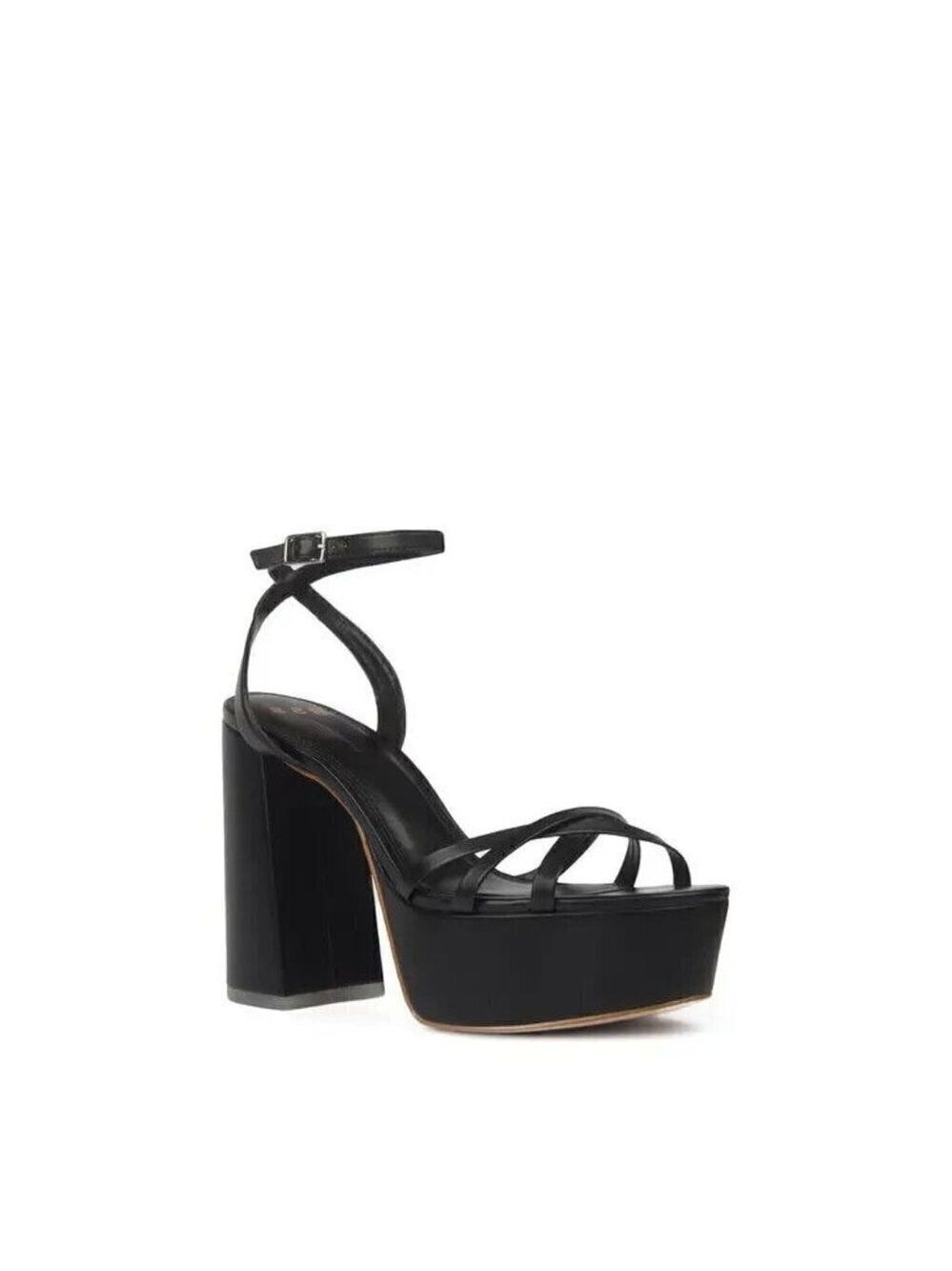 BLACK suede Studio "Emani" BNWT black strappy platform heels women NEW